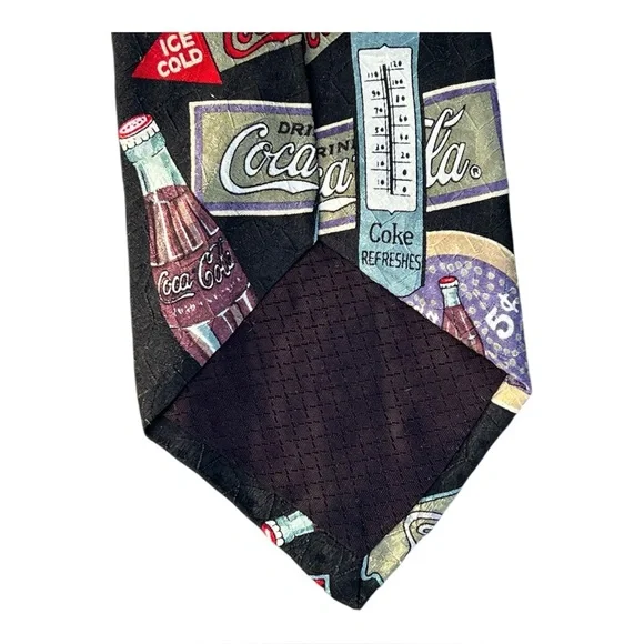 Vintage Coca-Cola Silk Tie Retro Soda Advertising Novelty Necktie Multicolor - Picture 7 of 8